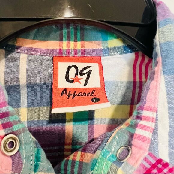 09 Apparel Girl's Western Pearl Snap Button Up Shirt Long Sleeve Ruffle Sz Large - Picture 3 of 8